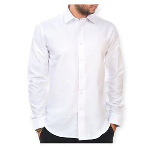 amanti white slim fit Dress button down long sleeve shirt 15.5 34/35 Medium